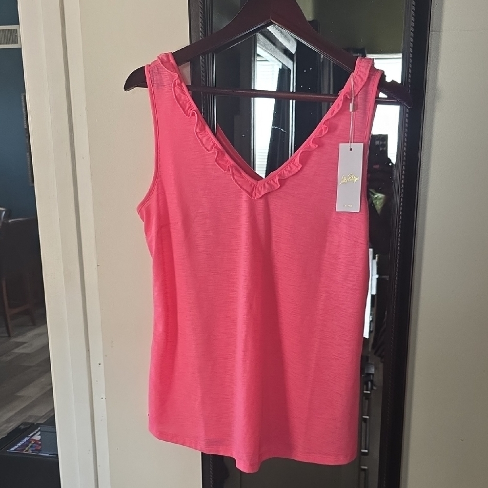 Lilly Pulitzer Pink Ruffled Tank Top